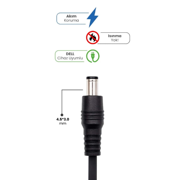 19.5V 4.62A 4.5 * 3.0mm 90W DELL İçin Laptop Adaptör
