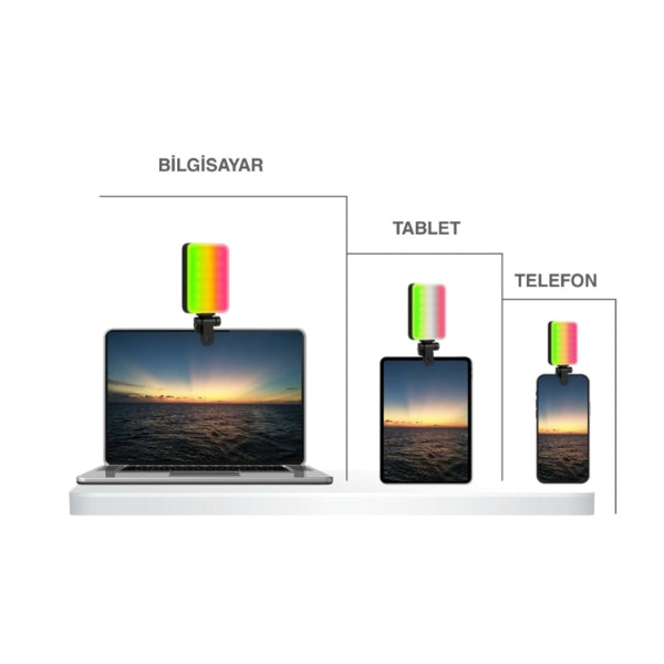 Clip-Fill Taşınabilir Mini RGB Led Selfie Işığı