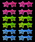 Retro Neon Fosforlu Yıldız Panjur Gözlük - 12 Adet