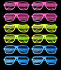 Retro Neon Fosforlu Panjur Gözlük - 12 Adet