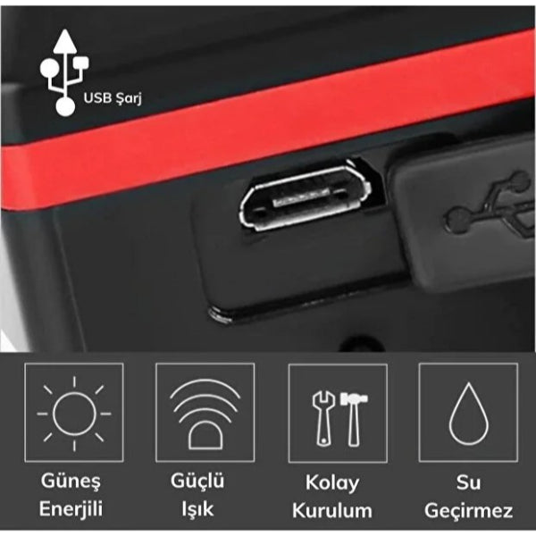 Güneş Enerjili Bisiklet Işıklı Korna