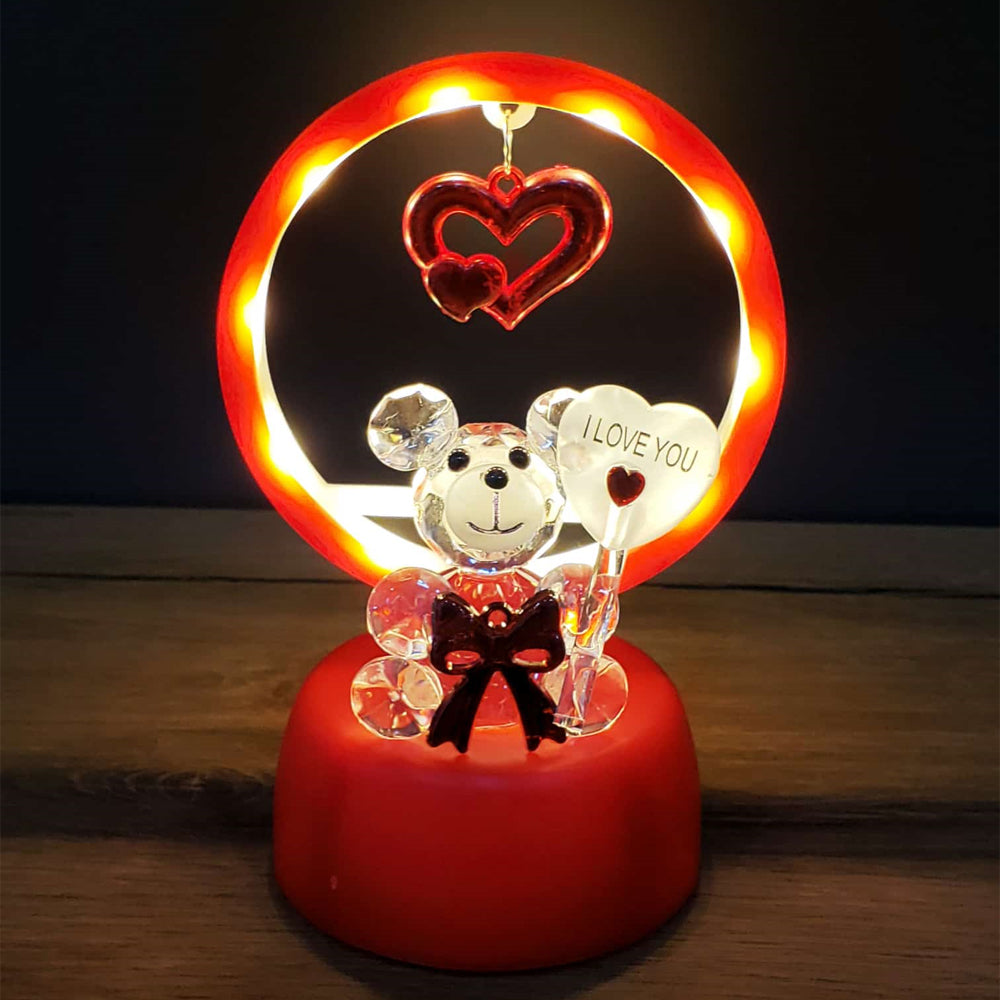 Işıklı Kırmızı I Love You Ayıcık