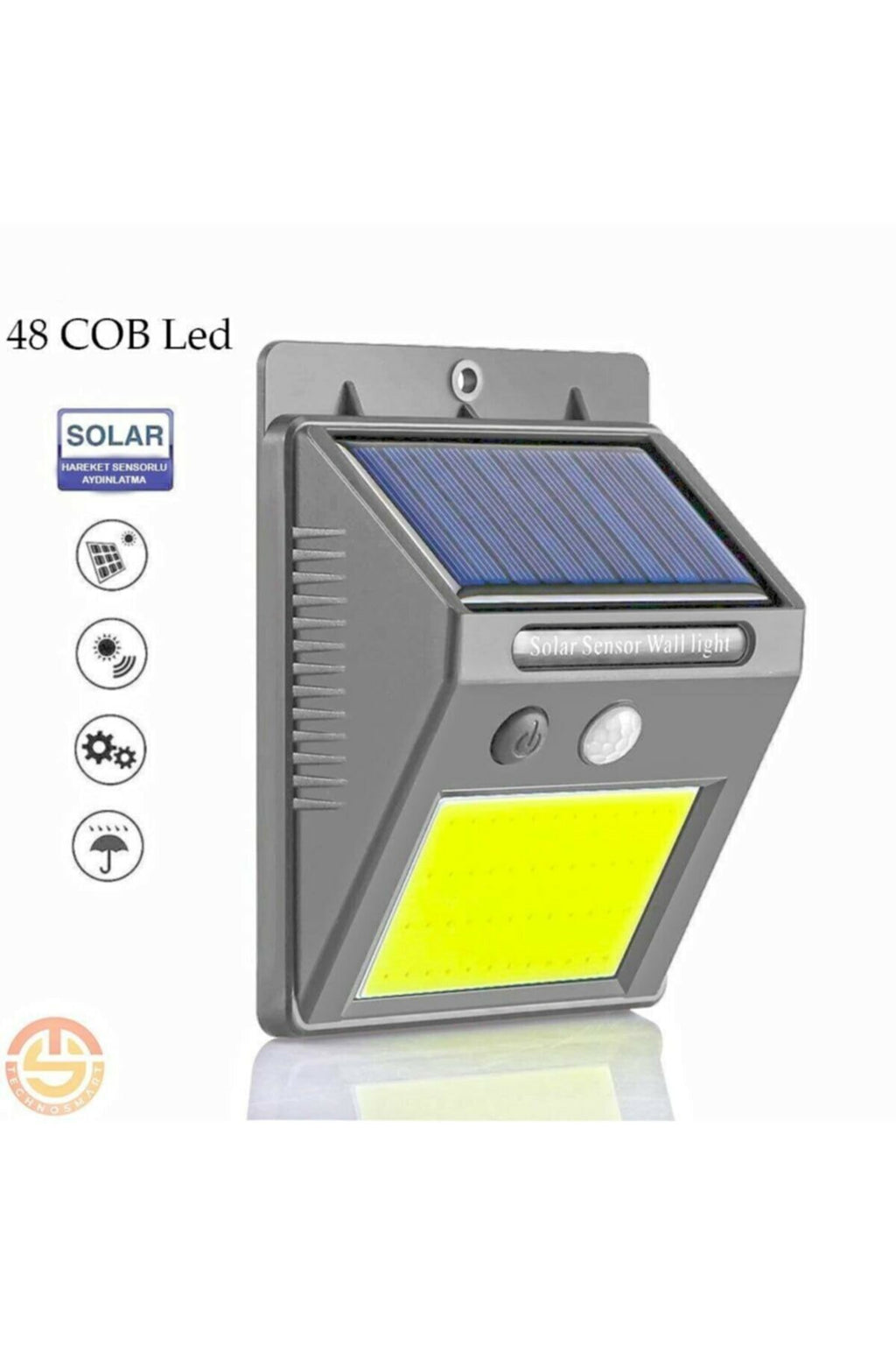 Hareket Sensörlü Solar 48 Led Bahçe Lambası