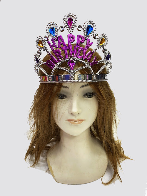 Gümüş Renk Happy Birthday Yazılı Doğum Günü Tacı