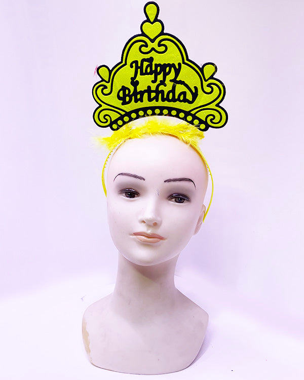 Happy Birthday Neon Sarı Taç