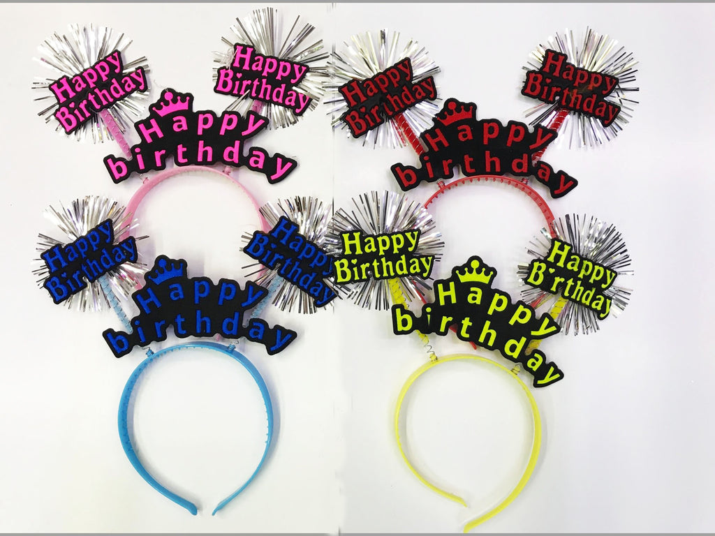 Happy Birthday Neon Renk Doğum Günü Tacı - 12 Adet
