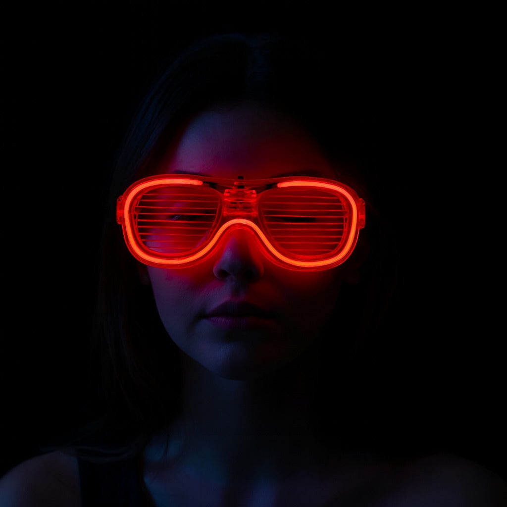 Kırmızı Led Işıklı Parti Gözlüğü - Neon 3 Modlu