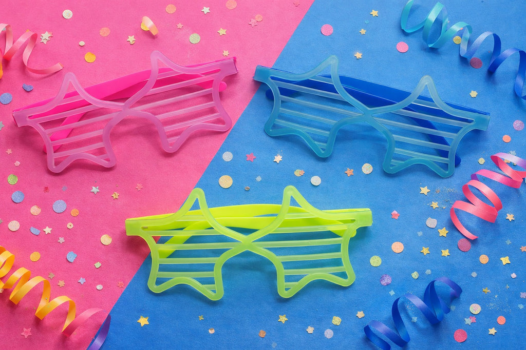 Retro Neon Fosforlu Yıldız Panjur Gözlük - 12 Adet