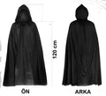 Siyah Uzun Pelerin 120 cm Kapüşonlu